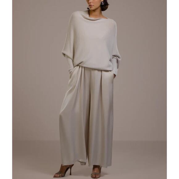 Jaki Women's Light Beige Asymmetric Draped Seamless Knitted Jumper Size S/M - Picture 10 of 10